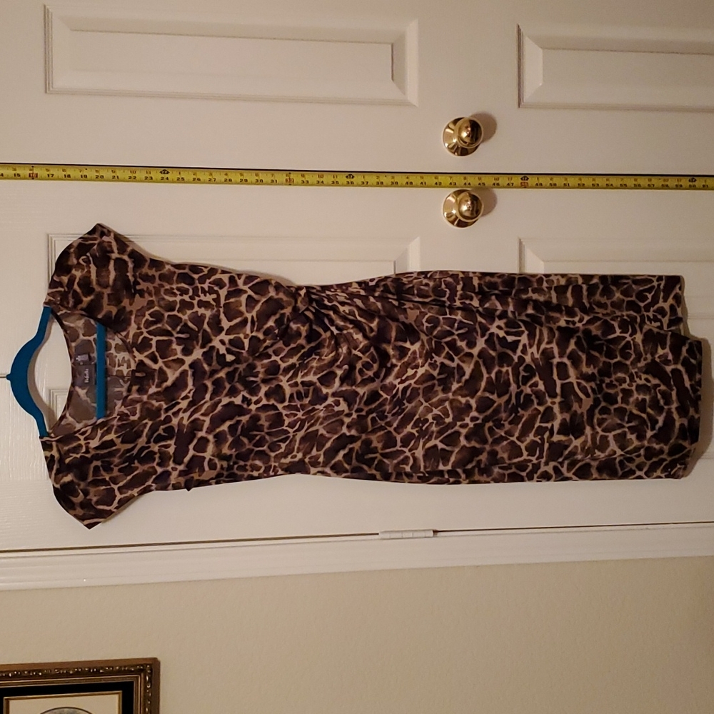 Cap sleeve dress with wrap skirt and gather at waist